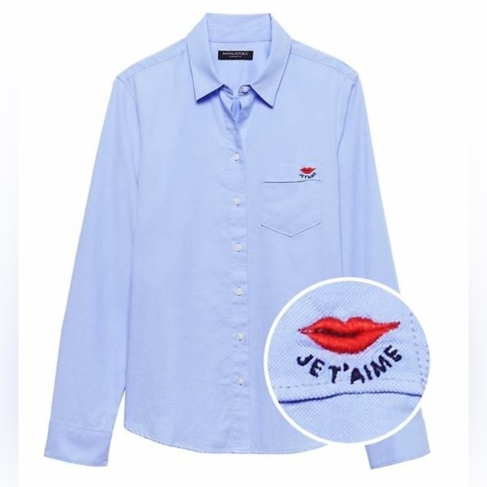 Banana Republic Blue Quinn Boy Fit Button Down
